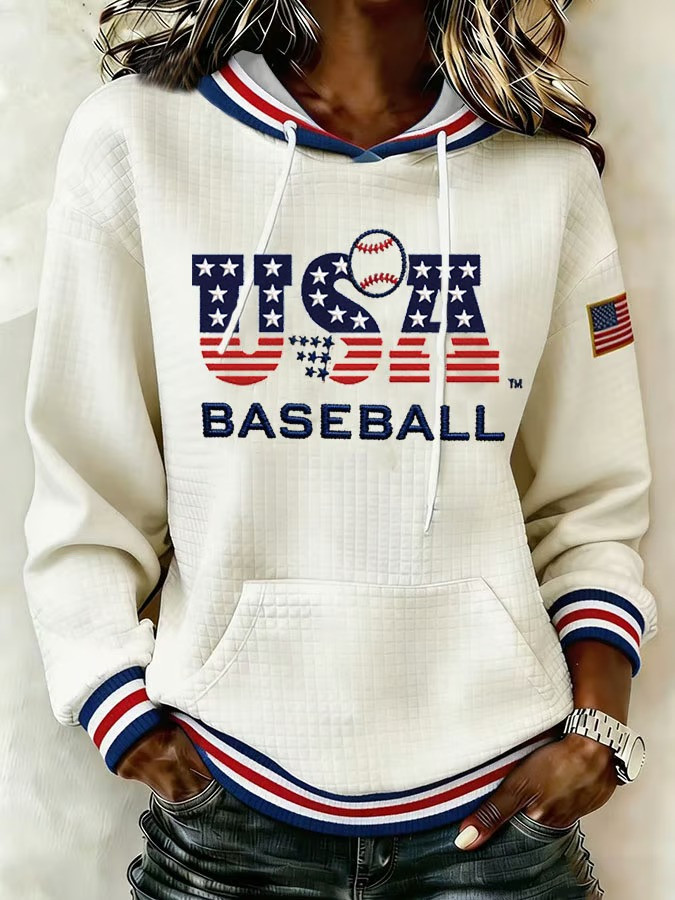USA Baseball Graphic Hoodie WBC 2026 Fan Gear American Flag Merch Patriotic Best Gift For Baseball Fans