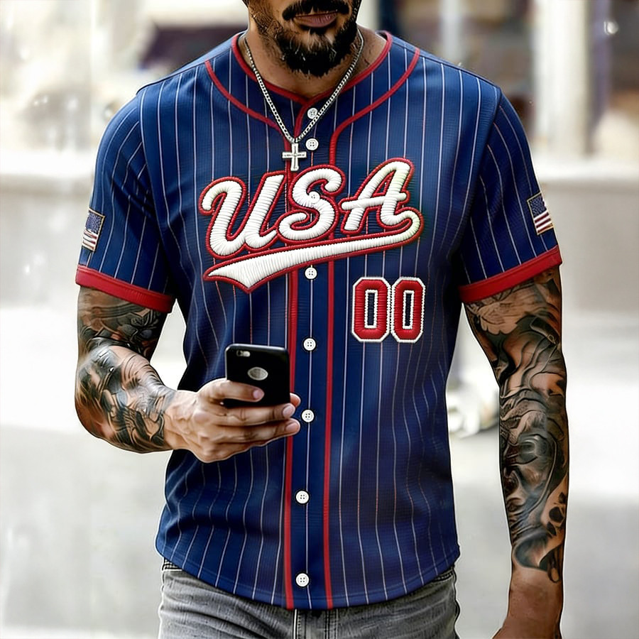USA Baseball Graphic Jersey American Flag Baseball Clothes Unique Gift For Boyfriend