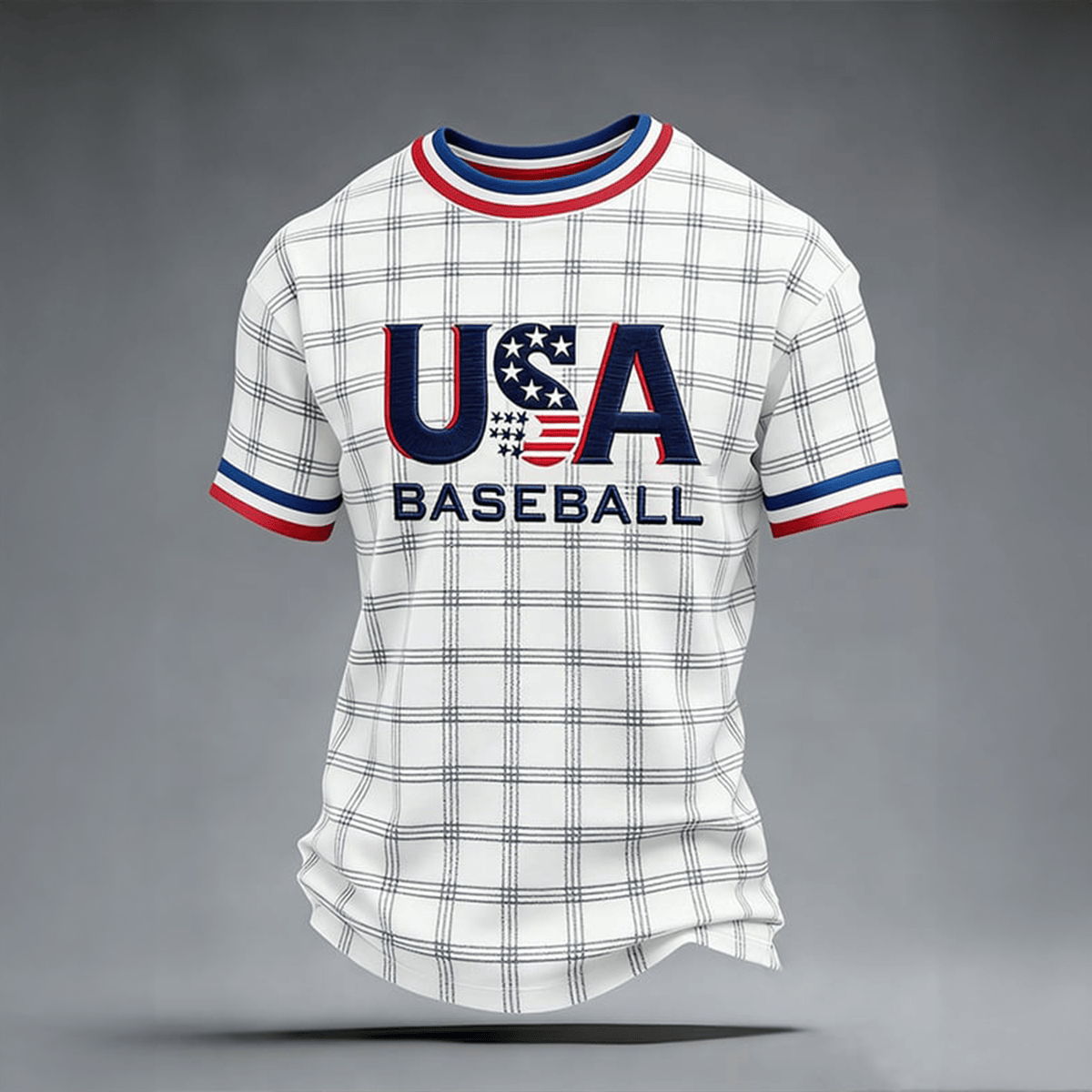 USA Baseball Graphic T-Shirt USA Baseball Grid Pattern Shirt Unique Gift For Fans