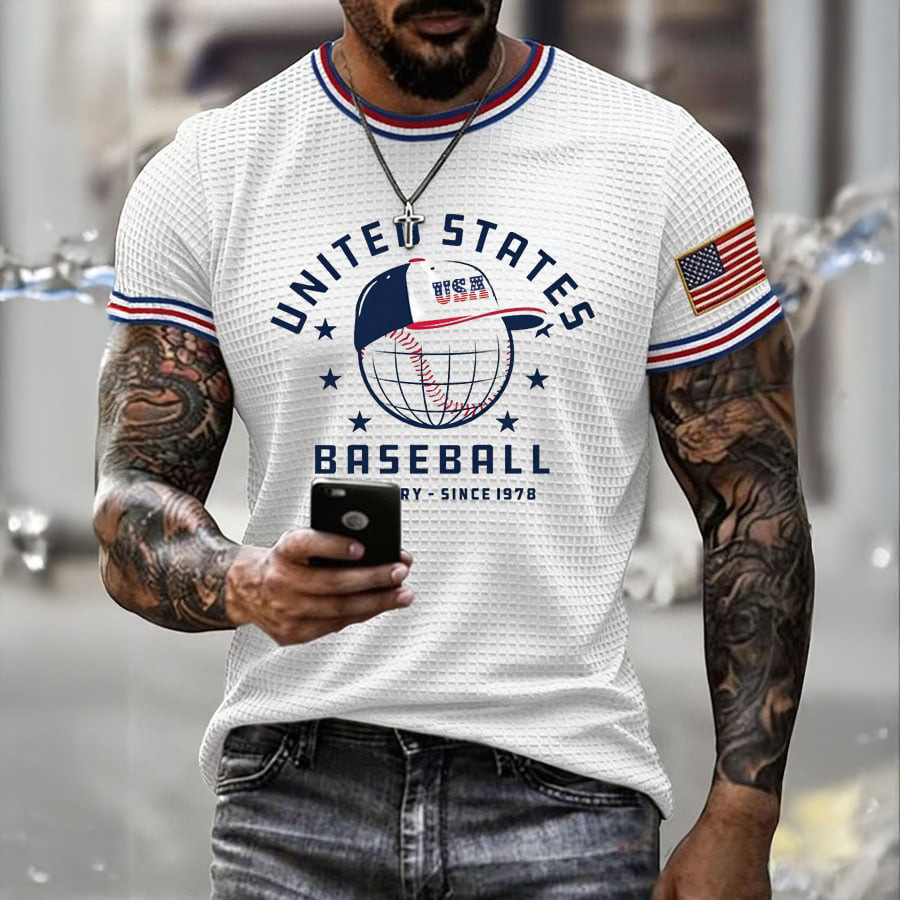 USA Baseball Since 1978 T-Shirt American Flag Baseball Clothes Cool Gift For Husband