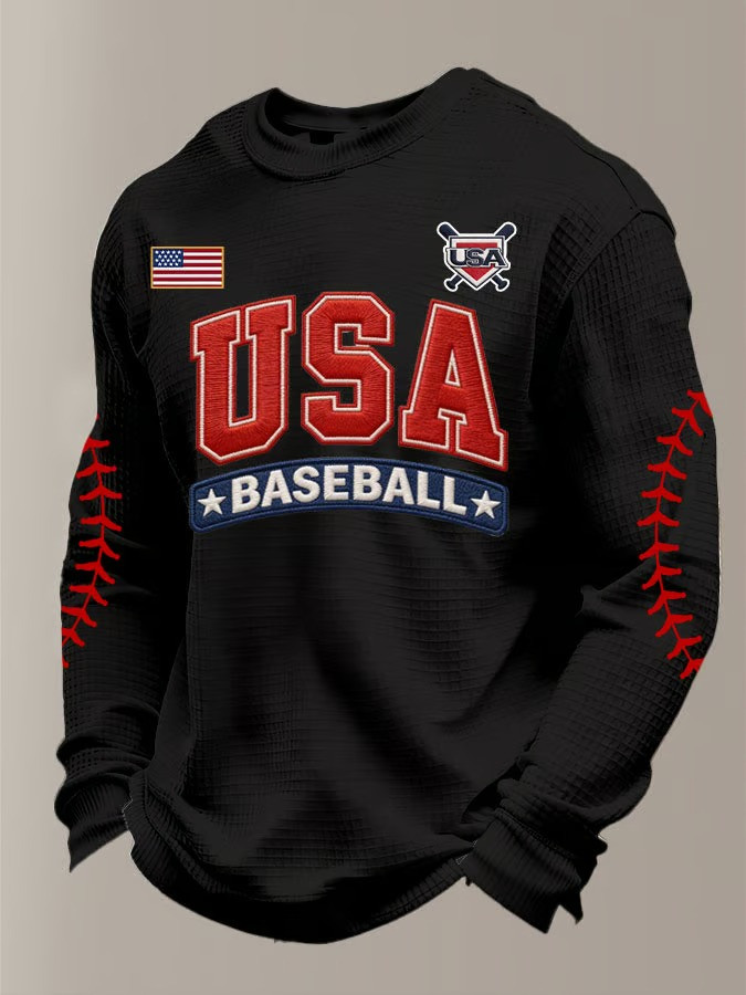 USA Baseball Stitch Long Sleeve Shirt World Classic 2026 Team USA Patriotic Fan Clothing Best For Supporters