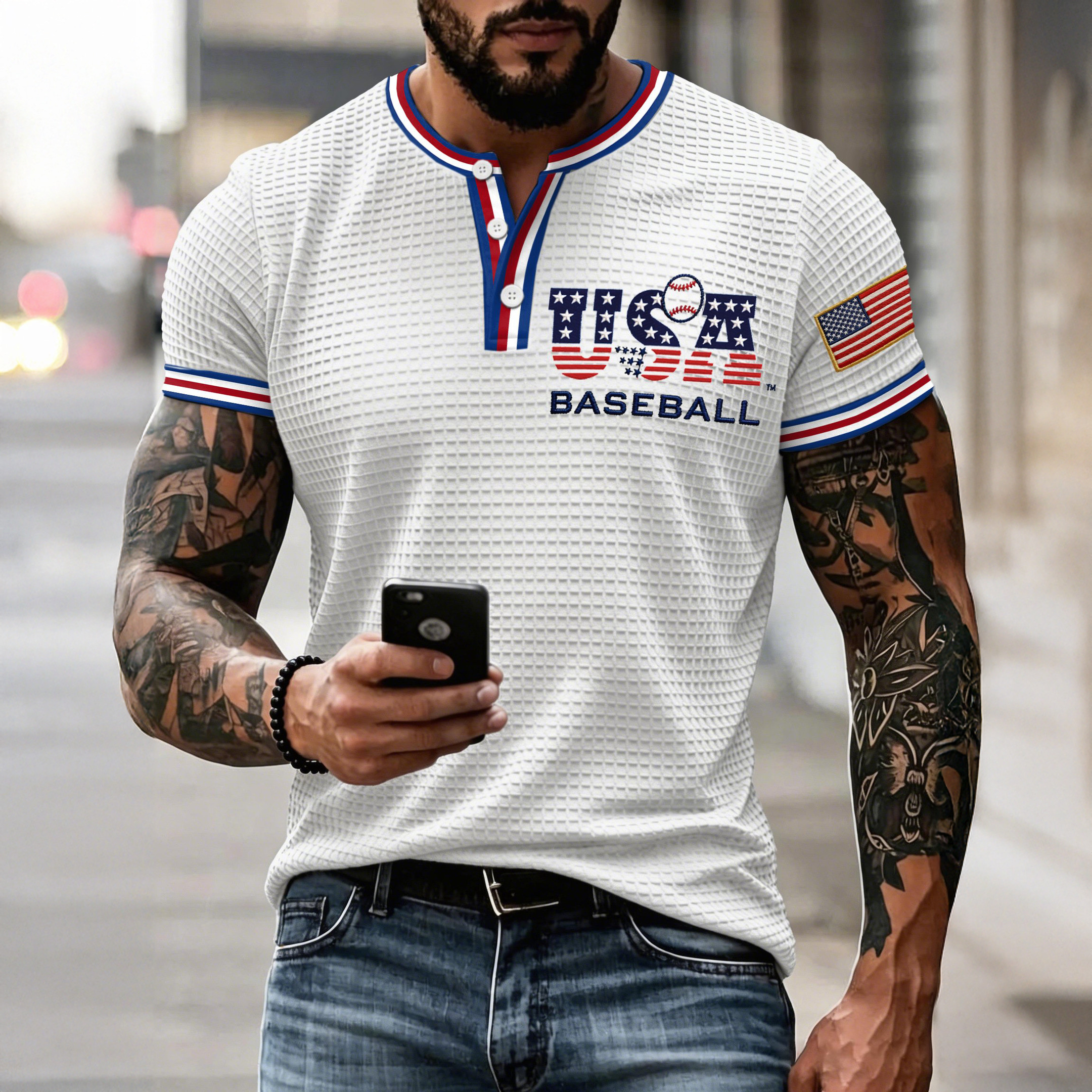 USA Baseball Team Button Shirt American Flag Game Day Shirt Baseball Fan Gift