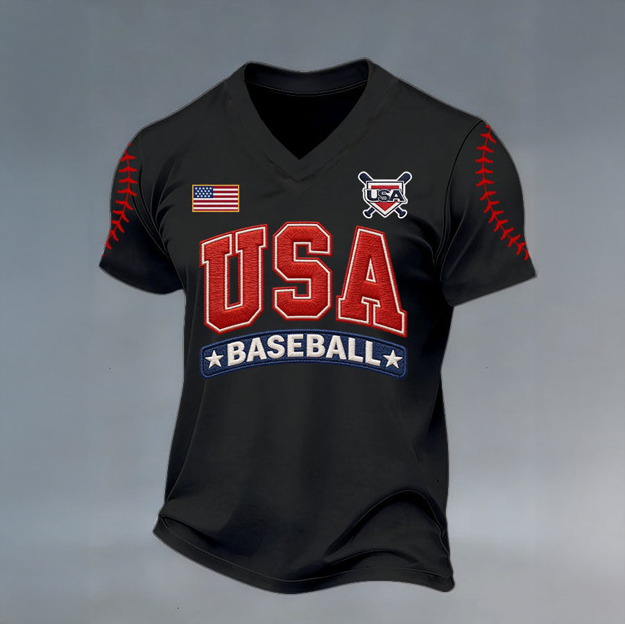 USA Baseball V-Neck Shirt Team USA Baseball Clothes Present For Fans