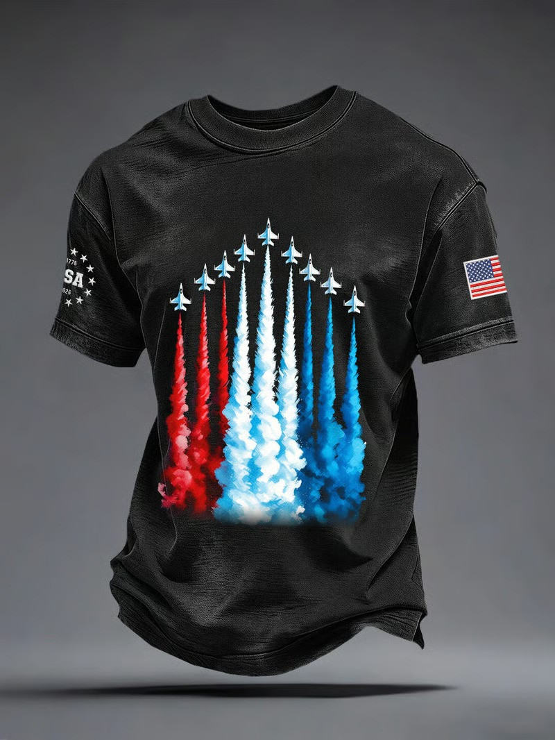 USA Blue Angels Jet Fighter Patriotic T-Shirt American Flag Air Show Tee Best 4th Of July Gift Ideas