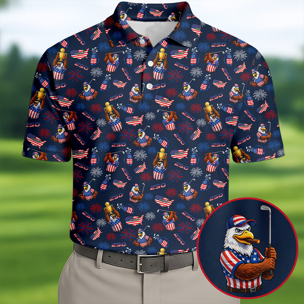 USA Celebrates 250Th Anniversary Polo Shirt Bald Eagle Patriotic Men's Patriotic Gifts For Men