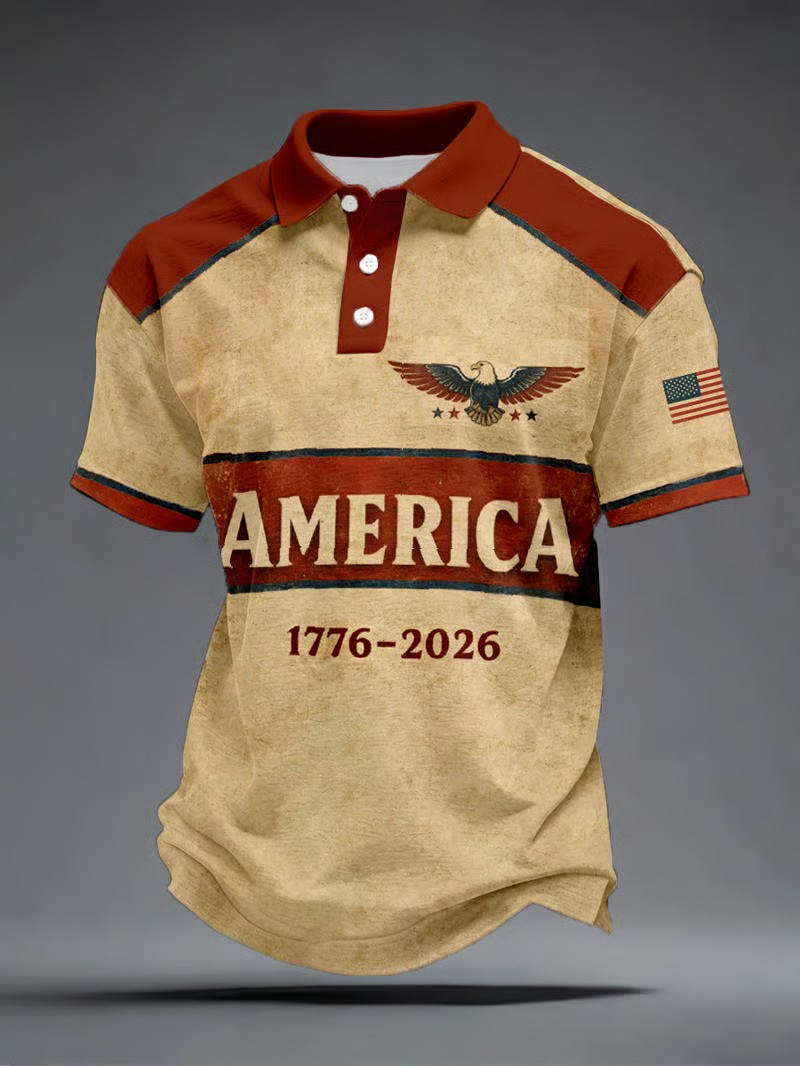 USA Eagle 1776-2026 Polo Shirt America Flag Apparel Independence Day Shirt Patriotic Gift