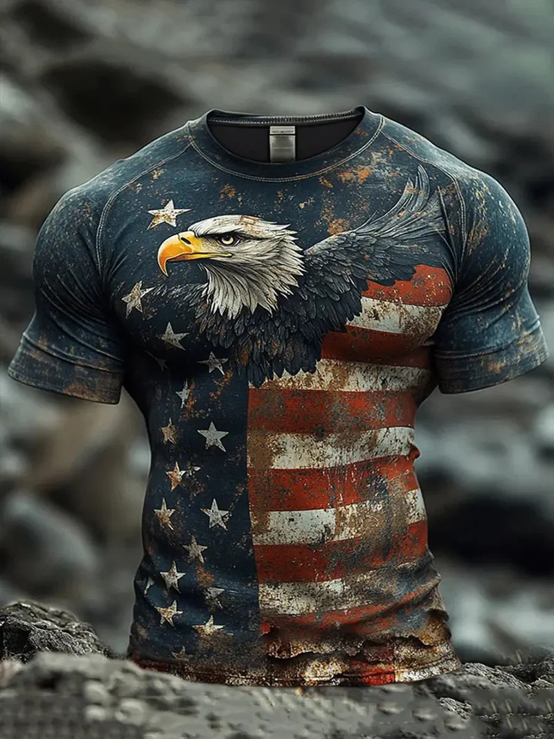 USA Eagle Flag T-Shirt Patriotic American Eagle Apparel 4th Of July Shirt Gift For Men