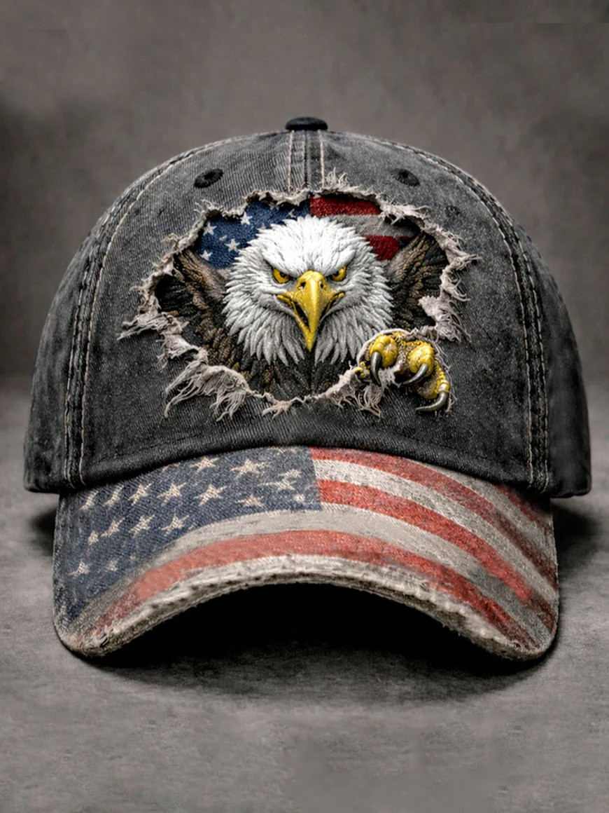 USA Eagle Patch Hat American Flag Design Patriotic USA Flag Cap Gift for Independence Day