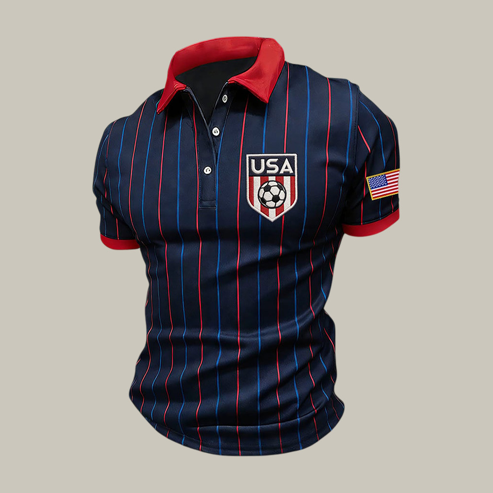 USA FIFA World Cup 2026 Graphic Polo Shirt American Flag Soccer Shirt Father's Day Gift