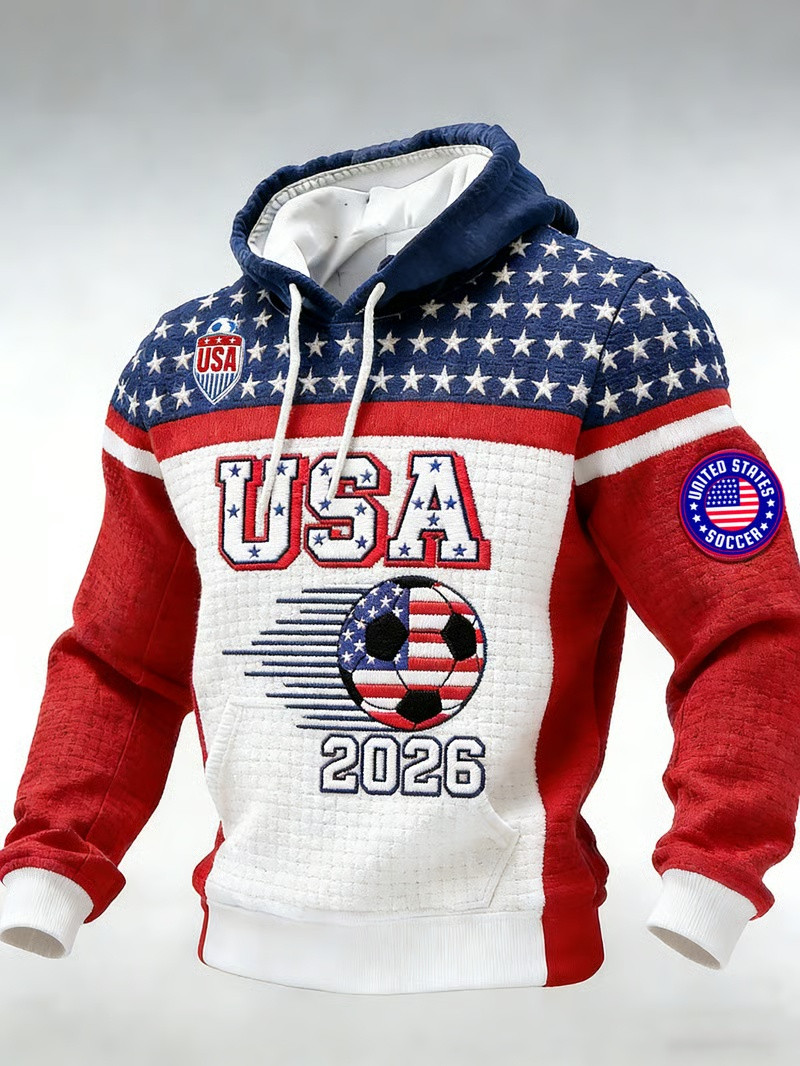 USA FIFA World Cup 2026 Hoodie United States Soccer Ball Stars Fan Gear Gift Ideas Men