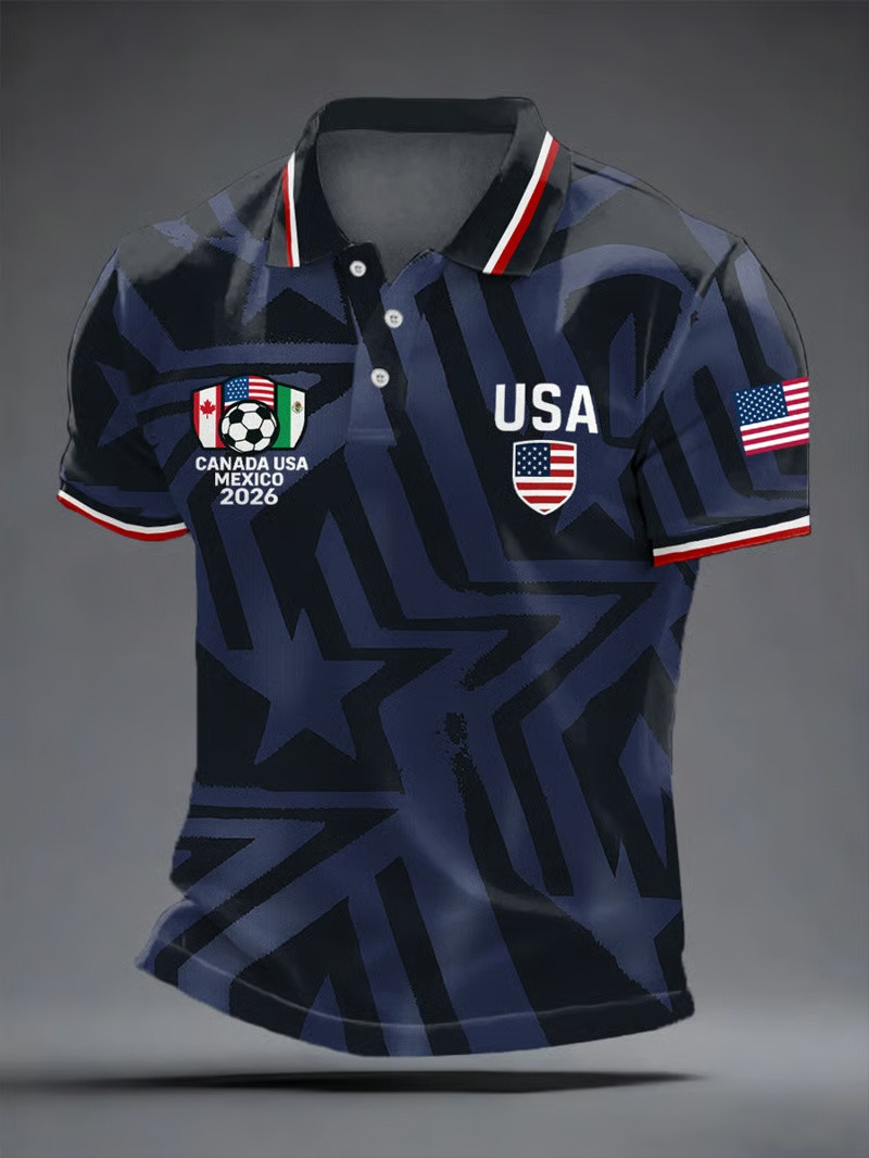 USA FIFA World Cup 2026 Polo Shirt Canada Mexico Host Nations Soccer Fan Apparel Gift