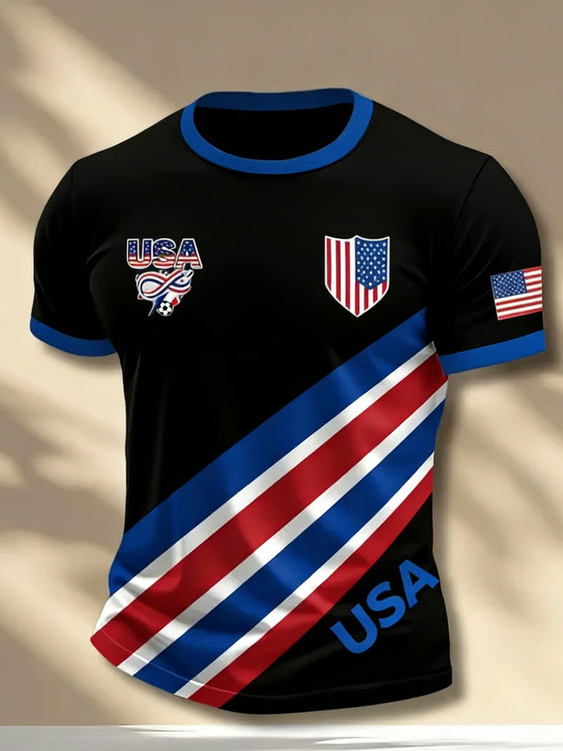 USA FIFA World Cup 2026 T-Shirt Soccer Shield Graphic Tees Men Patriotic Fan Gear Gift