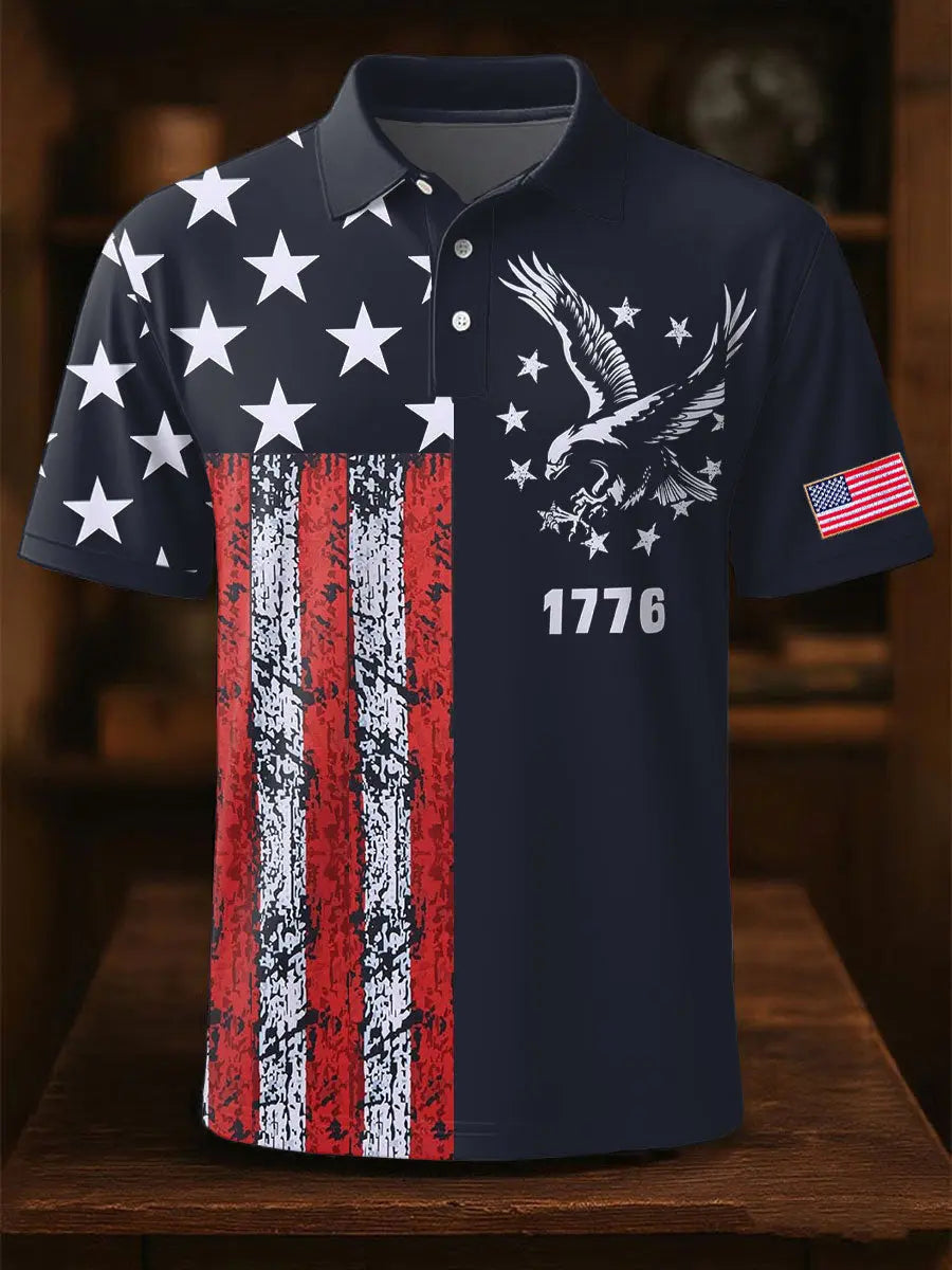USA Flag 1776 Patriotic Polo Shirt Independence Day Gift for Freedom Lovers