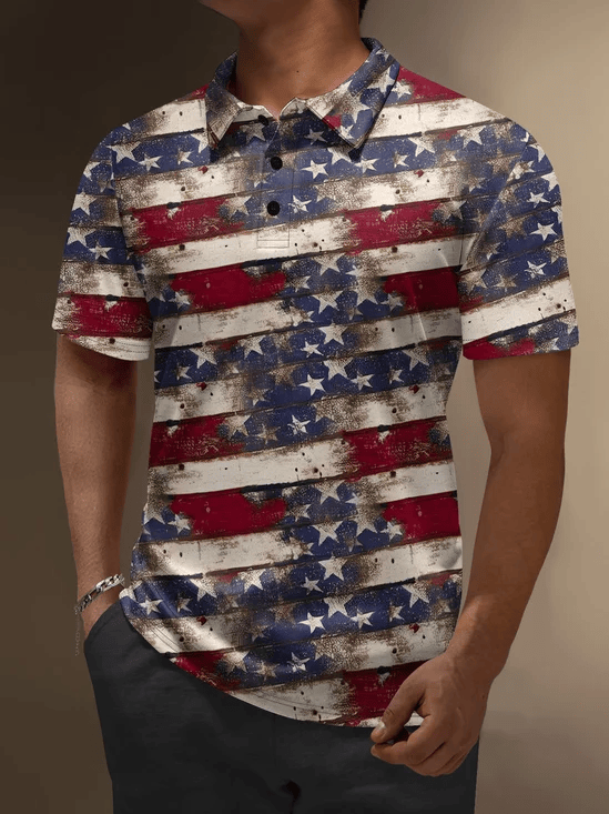 USA Flag 4Th Of July Golf Polo Shirt US Patriot Clothing Gifts For Independence Day