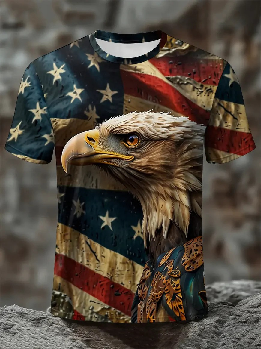USA Flag And Eagle T-Shirt Patriotic American Eagle Shirt 4th Of July Clothing Gift for Him