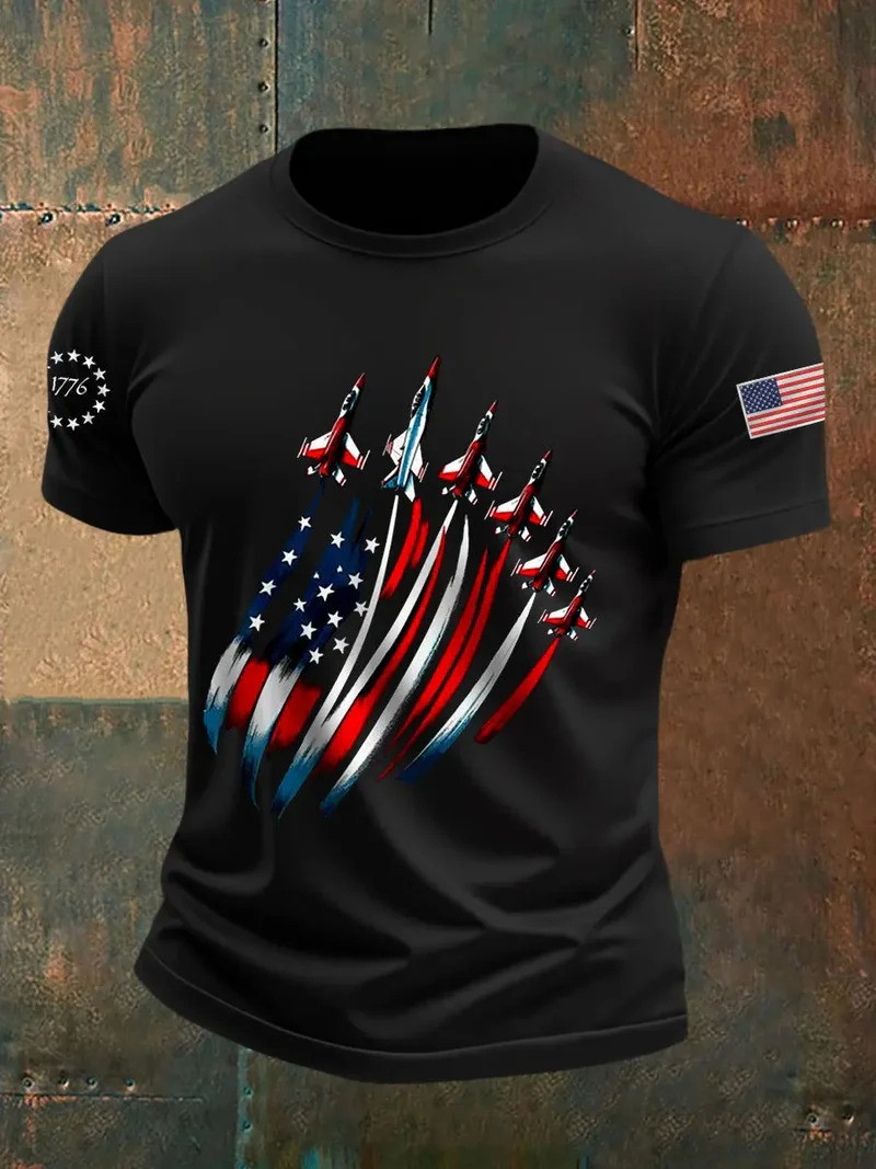 USA Flag And Eagle T-Shirt Patriotic Stars And Stripes Clothes 4th Of July Shirt Gift For Men