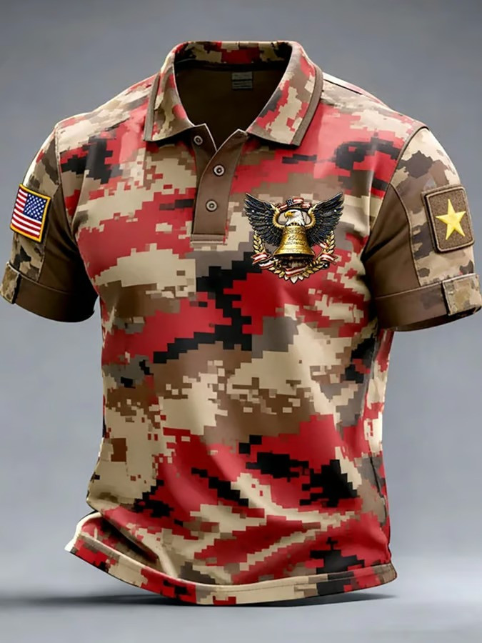 USA Flag Camouflage Polo Shirt Independence Day Clothing Unique Gift For Dad