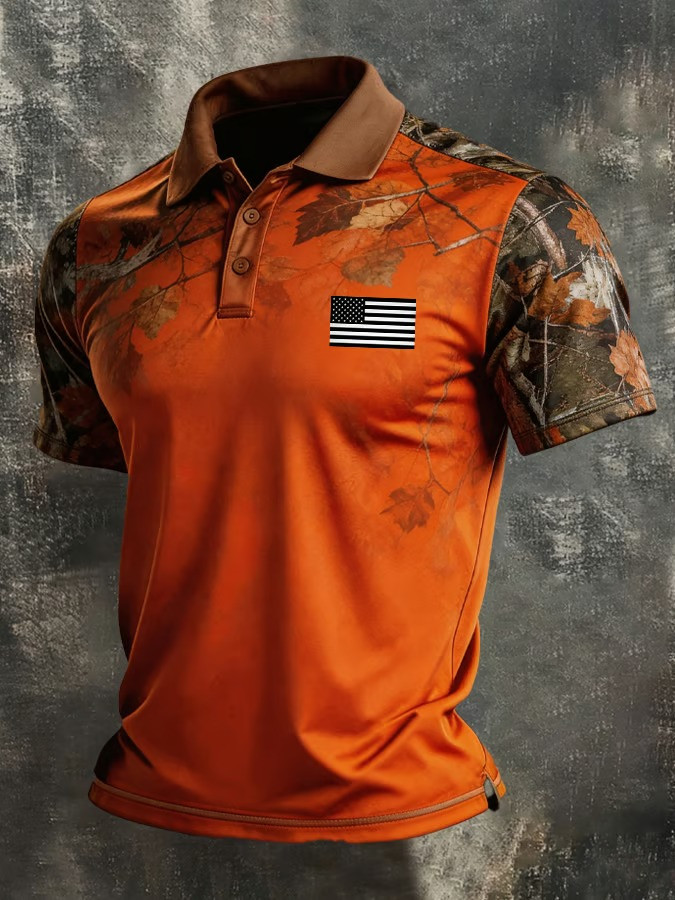 USA Flag Camouflage Polo Shirt Patriotic Military Apparel Camo Flag Clothes Gift For Him