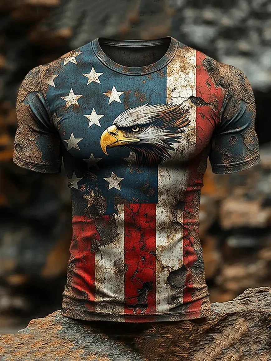 USA Flag Eagle T-Shirt American Flag Clothing Independence Day Shirt Gift For Dad
