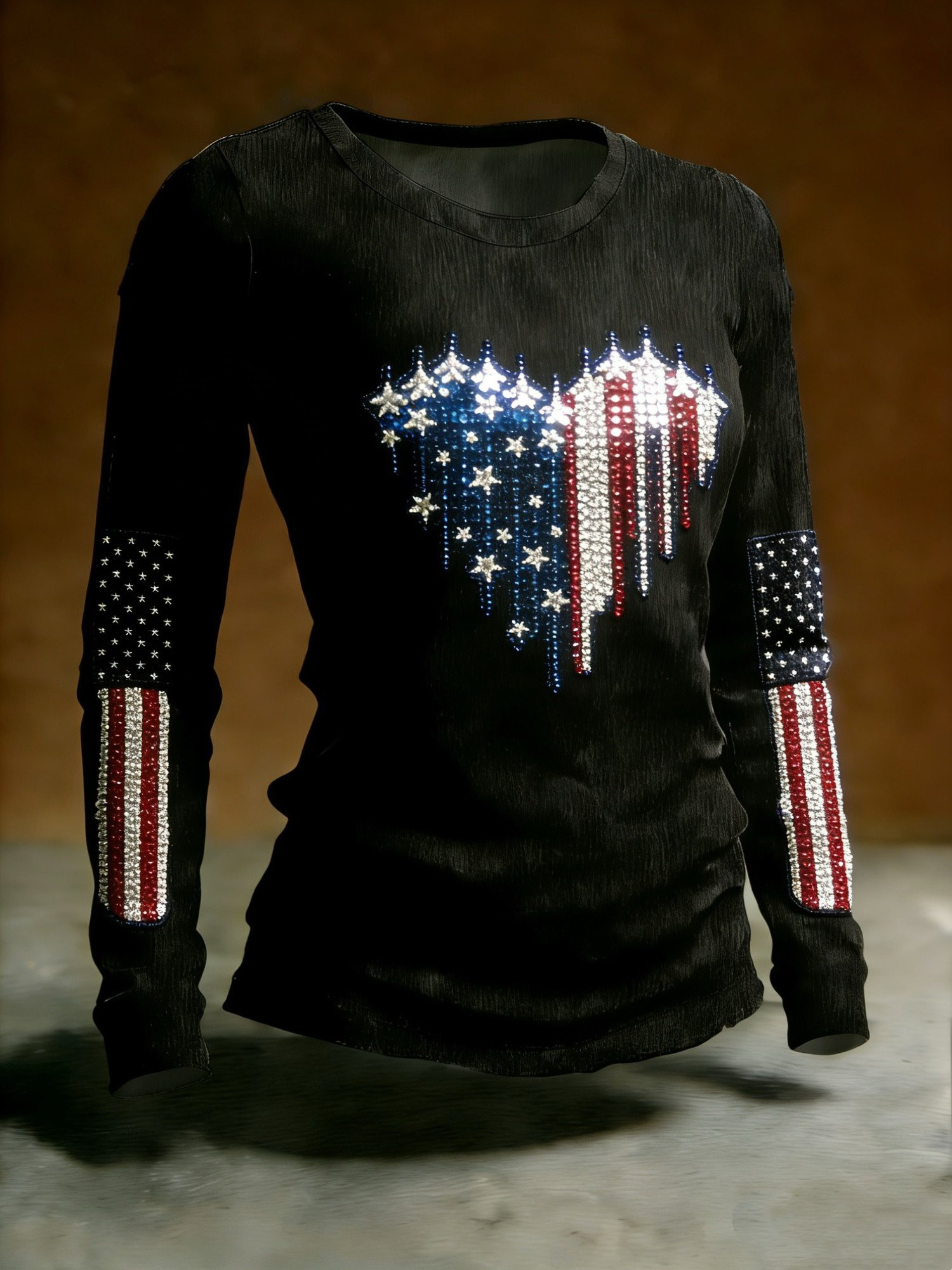 USA Flag Heart Long Sleeve T-Shirt 4Th Of July Clothes 1776 2026 Merch Patriotic Gifts For Women