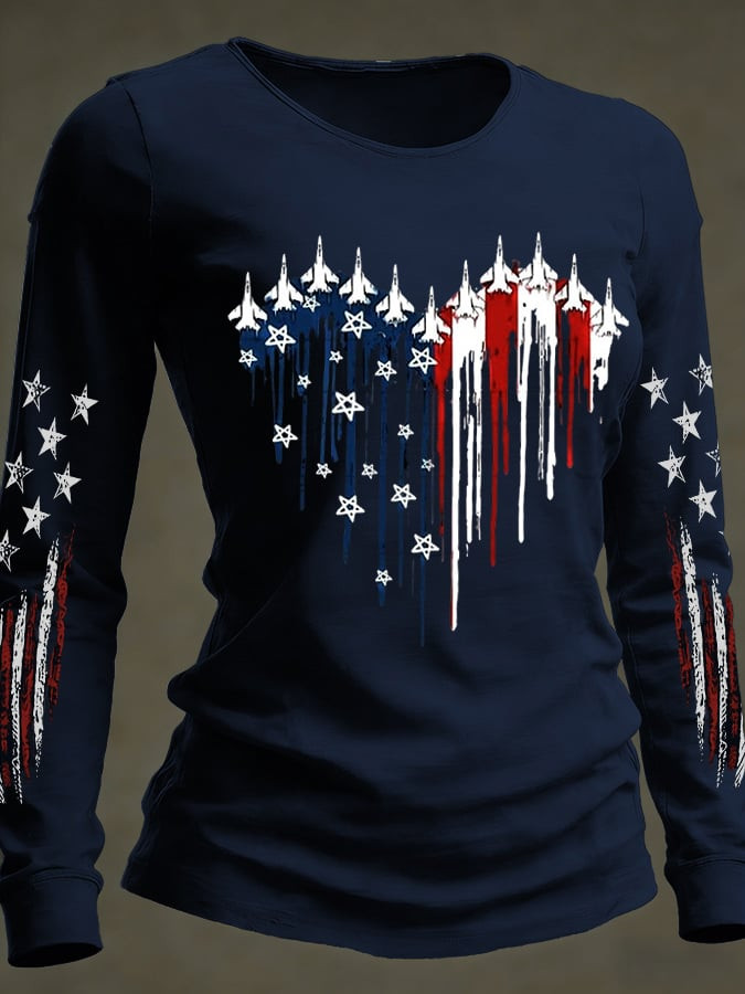 USA Flag Heart Long Sleeve T-Shirt America 250Th Anniversary Womens Patriotic Shirts