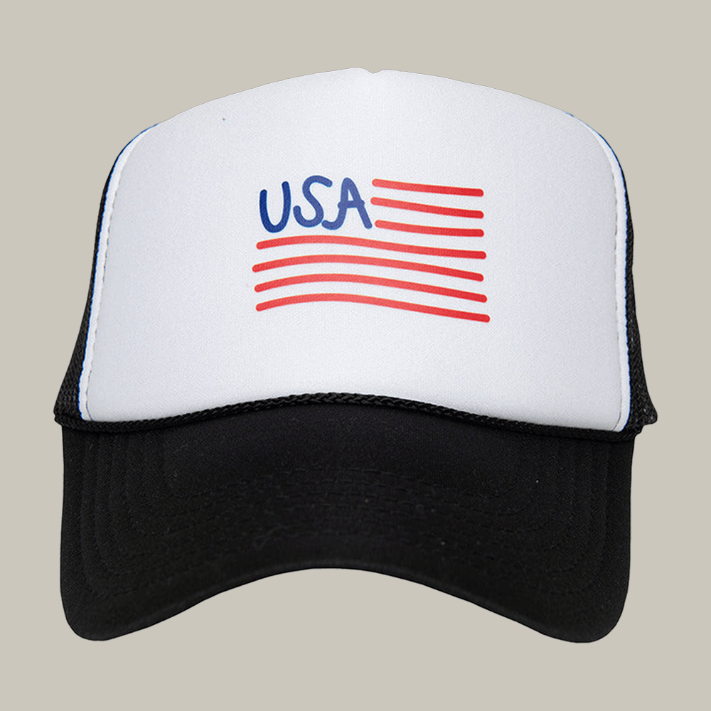 USA Flag Illustration Foam Hat Katydid Cap Unique Gift For Americans