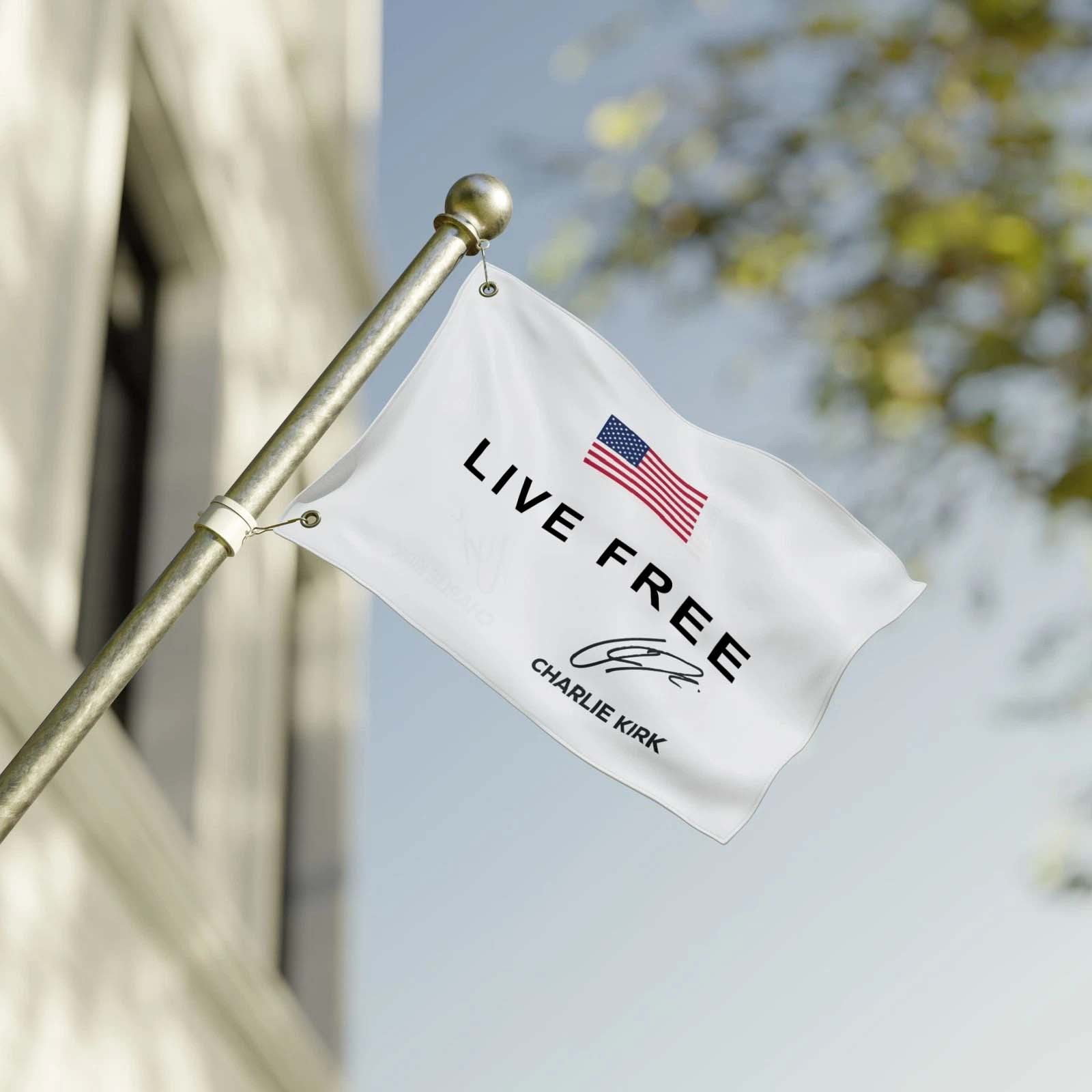 USA Flag Live Free Flag Charlie Kirk Patriotic Outdoor Flag Freedom Gifts Decor