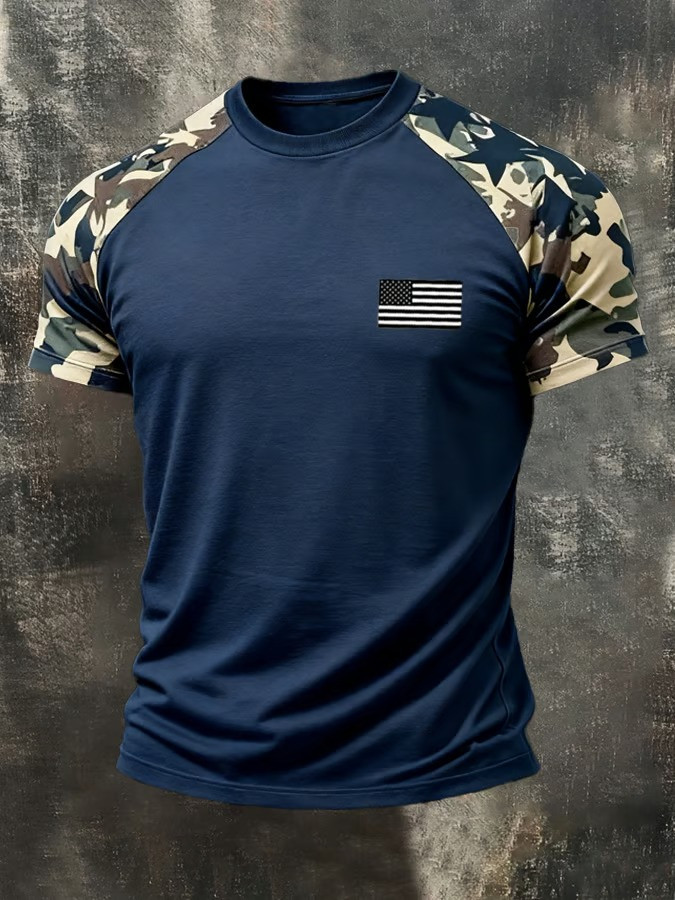 USA Flag Navy Blue T-Shirt Patriotic American Flag Tee Independence Day Shirt Gift For Him