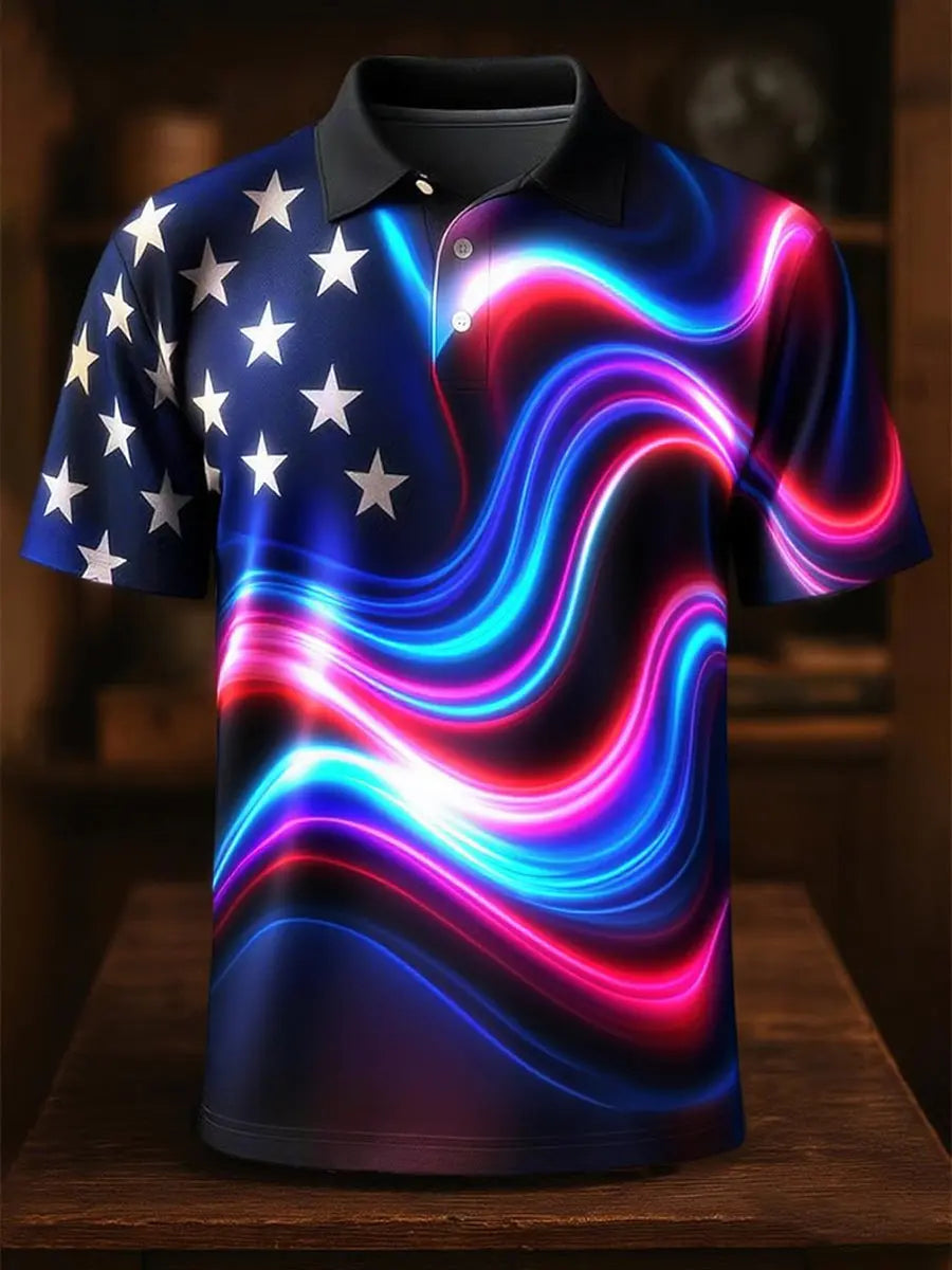 USA Flag Patriotic Polo Shirt for Independence Day Gift for American Pride Supporters