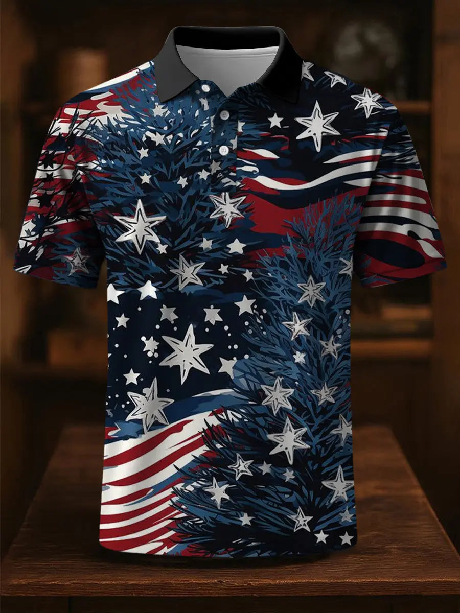 USA Flag Patriotic Polo Shirt Independence Day Gift for American Pride Supporters