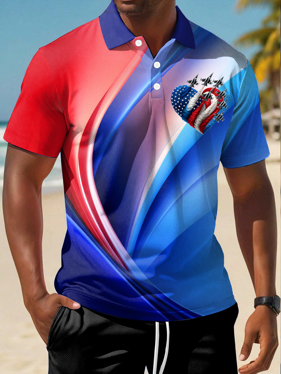 USA Flag Patriotic Polo Shirt with Short Sleeves Perfect Gift for American Pride Fans