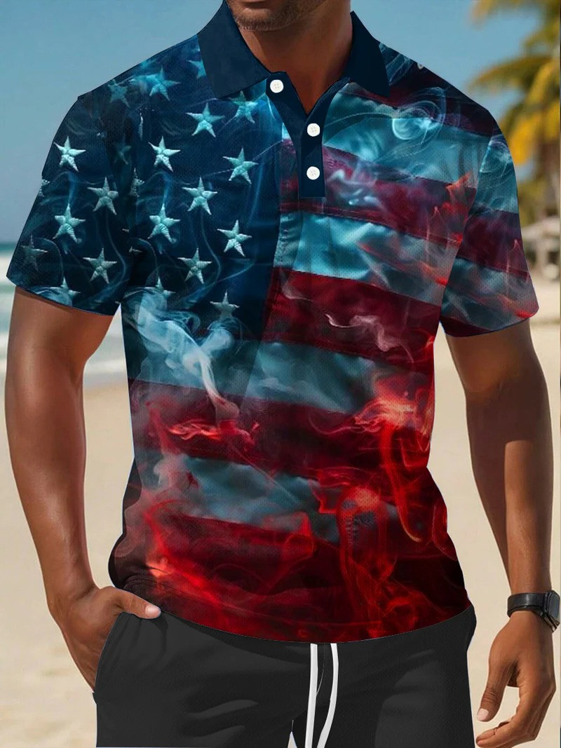 USA Flag Polo Shirt American Eagle And Flag Apparel Independence Day Shirt Patriotic Gift