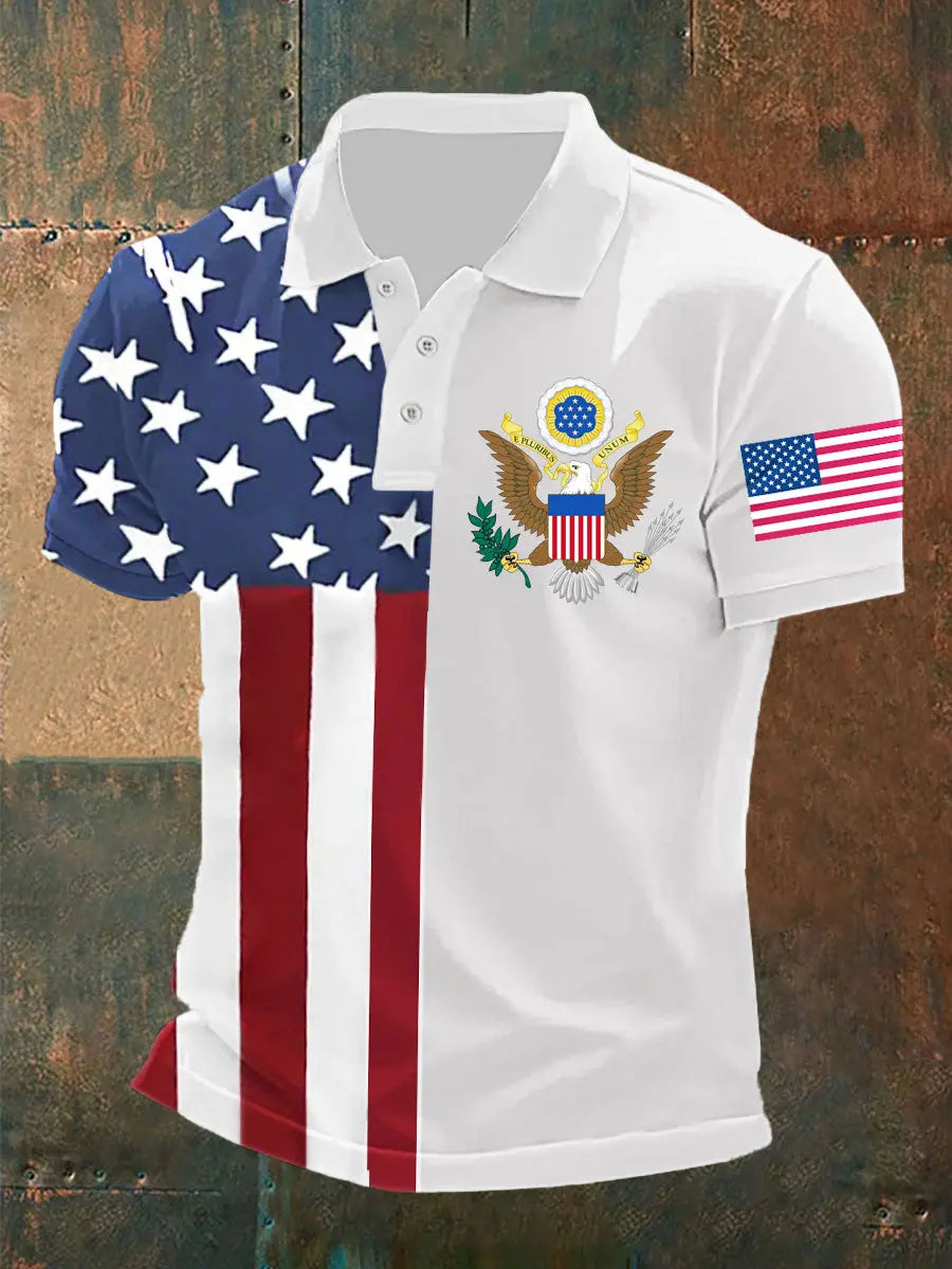 USA Flag Polo Shirt American Pride Patriotic Gift for Supporters Short Sleeve Top