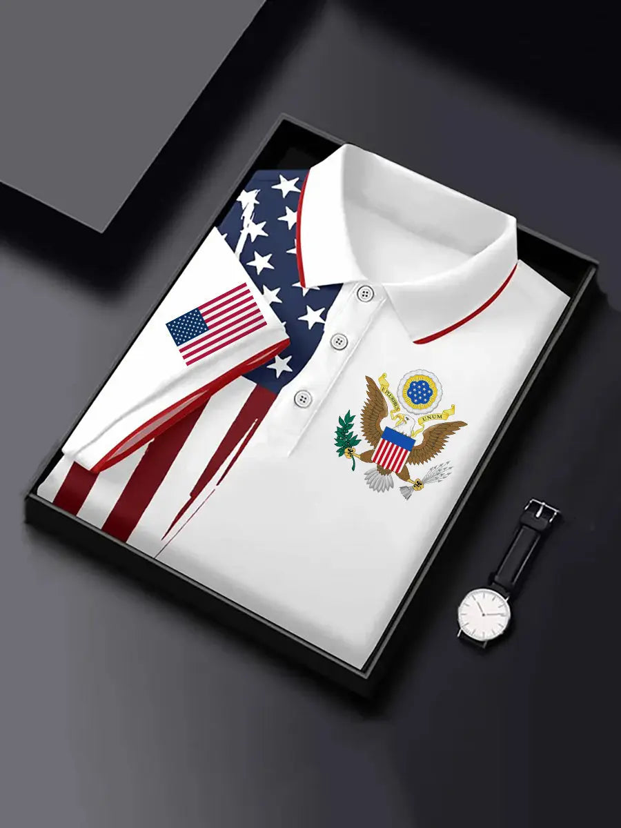 USA Flag Polo Shirt for Men American Pride Gift for Patriotic Supporters