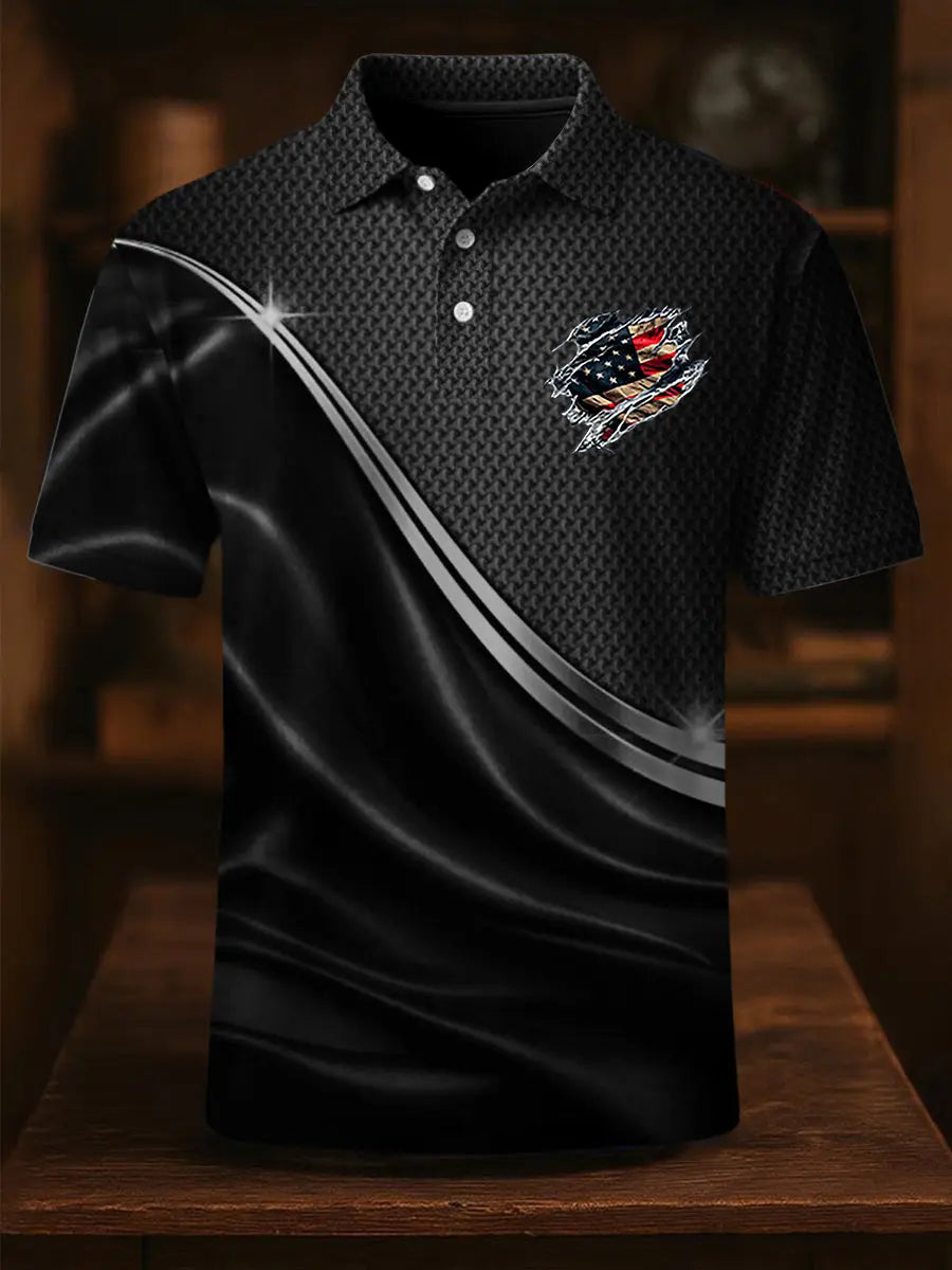 USA Flag Polo Shirt Independence Day Patriotic Gift for Men Perfect Holiday Apparel