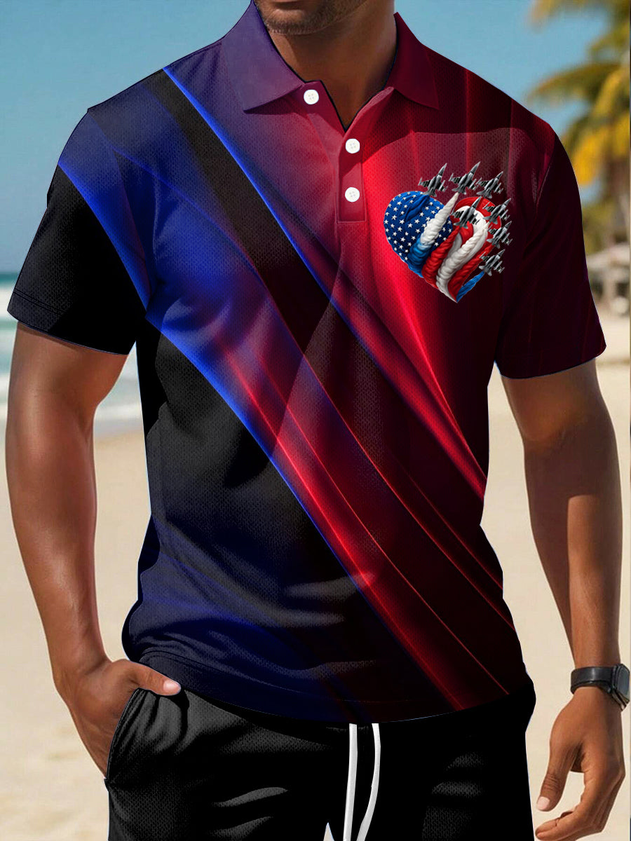 USA Flag Polo Shirt Patriotic Gift for American Pride Fans with Short Sleeves