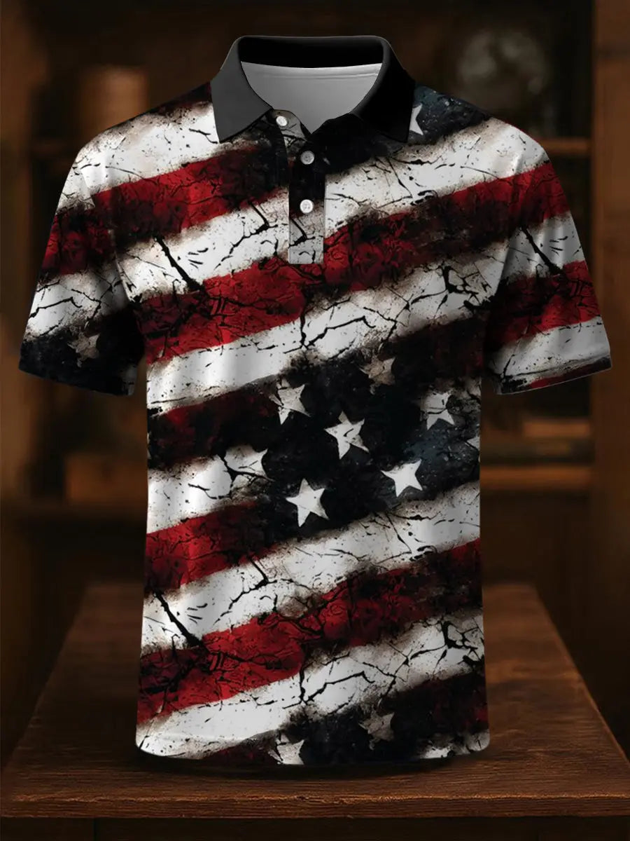 USA Flag Polo Shirt Patriotic Gift for Independence Day Fans Colorful Stylish Design