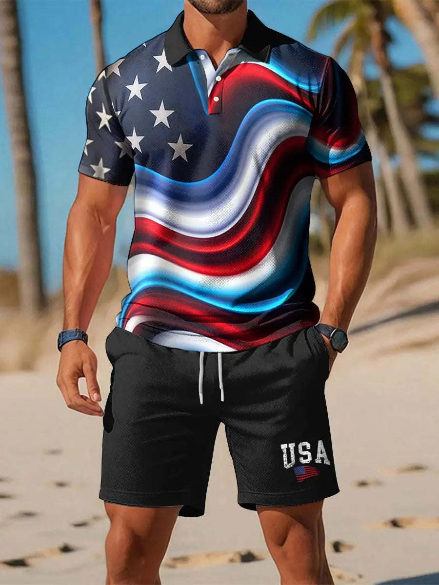 USA Flag Polo Shirt Patriotic Gift for Independence Day Fans Stylish USA Pride Outfit