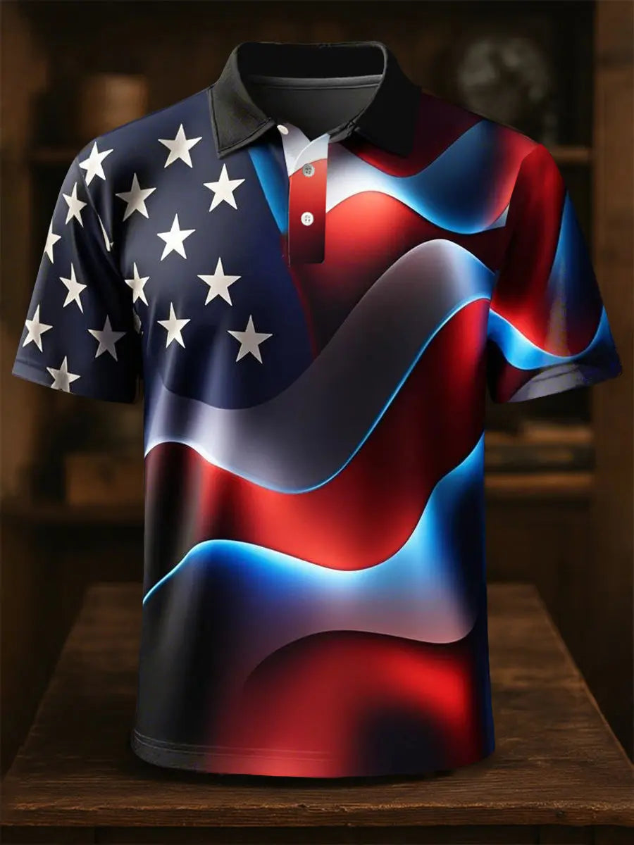 USA Flag Polo Shirt Patriotic Gift for July Fourth Celebrations Independence Day Wear