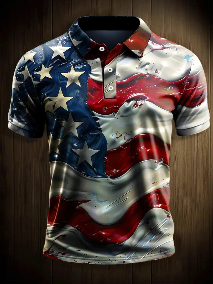 USA Flag Polo Shirt Patriotic Independence Day Gift for American Pride Supporters