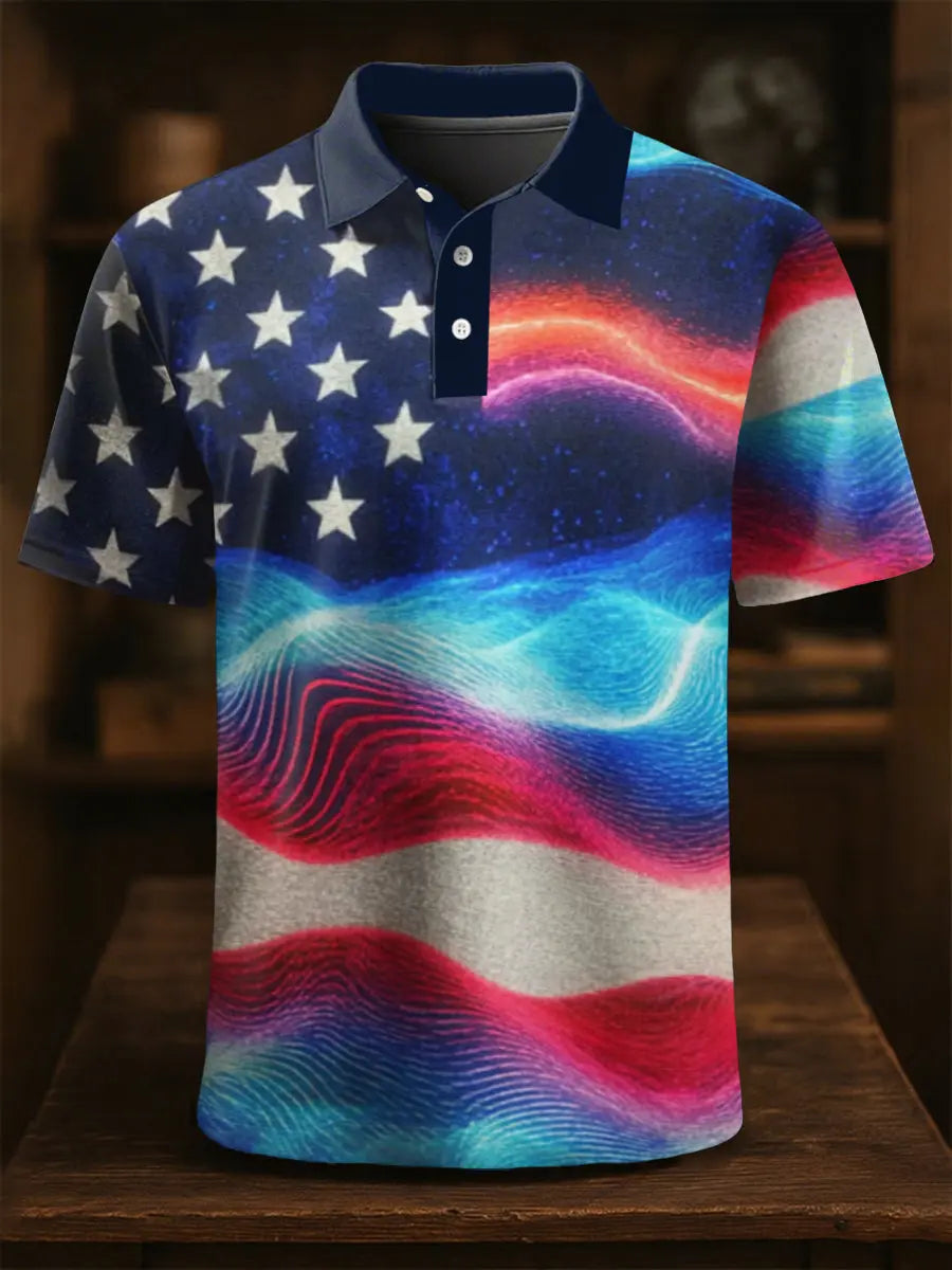 USA Flag Polo Shirt Perfect Patriotic Gift for Fourth of July Celebrations and Festivities