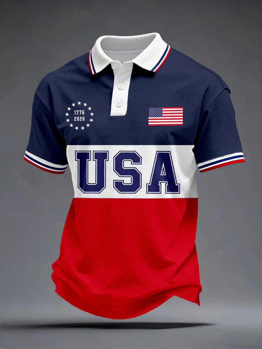 USA Flag Polo Shirt Vintage American Flag USA Shirt 4th Of July Apparel Gift for Him