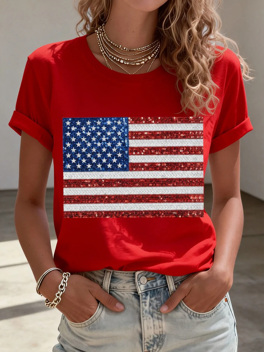 USA Flag T-Shirt American Flag Clothing Patriotic Stars And Stripes Tee Gift for 4th of July