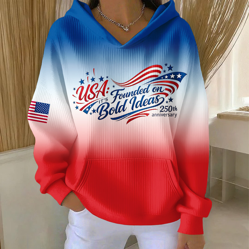 USA Founded On Bald Ideas Hoodie Independence Day Clothing Patriotic Gift For Women