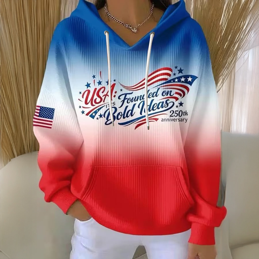 USA Founded On Bold Ideas Hoodie 250th Anniversary 1776 2026 Merch Fourth Of July Gift