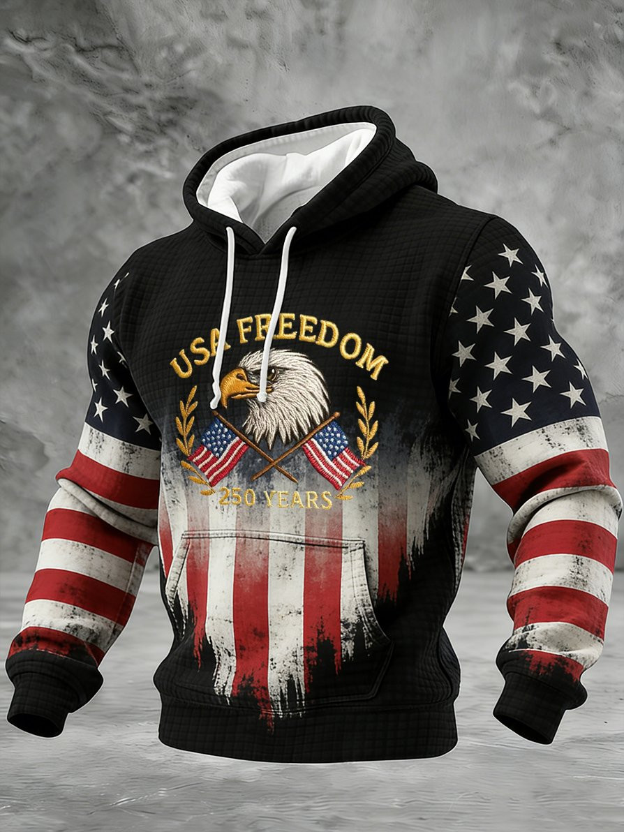 USA Freedom 250 Years Hoodie 250th Anniversary American Flag Clothing Gifts For Patriots Dad