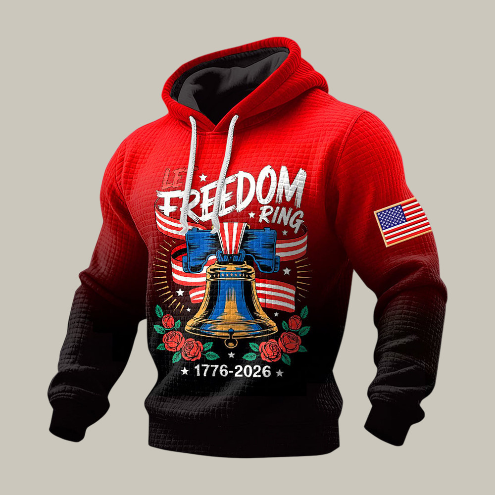 USA Freedom Ring 1776 2026 Hoodie Liberty Bell American Flag Apparel Present For Husband