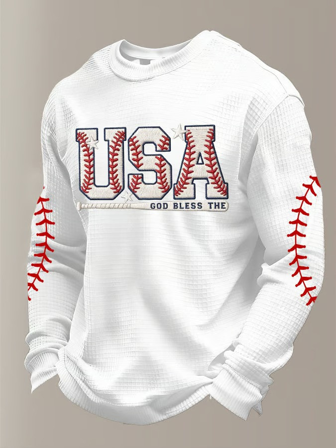 USA God Bless The Baseball Stitch Long Sleeve Shirt World Classic 2026 Patriotic Fan Gear Best For Family