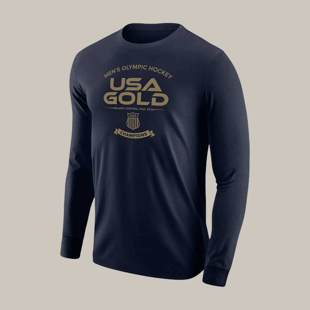 USA Gold Men's Olympic Hockey Team Championship Long Sleeve Shirt Milano Cortina 2026 Apparel