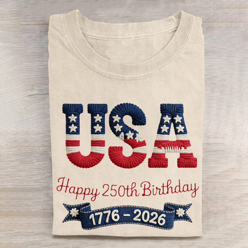 USA Happy 250th Birthday 1776 2026 T-Shirt Semiquincentennial Clothes July 4th Gift